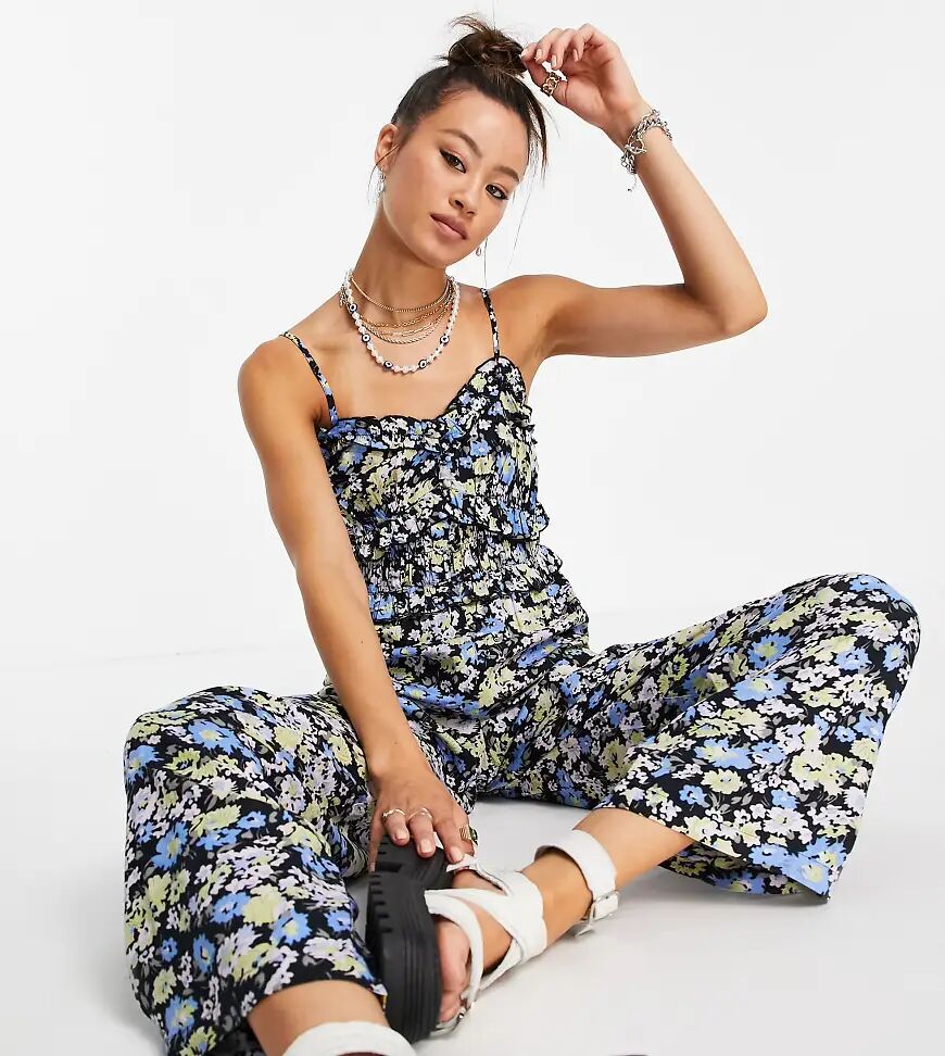 Reclaimed Vintage inspired cami jumpsuit in blue floral  Blue