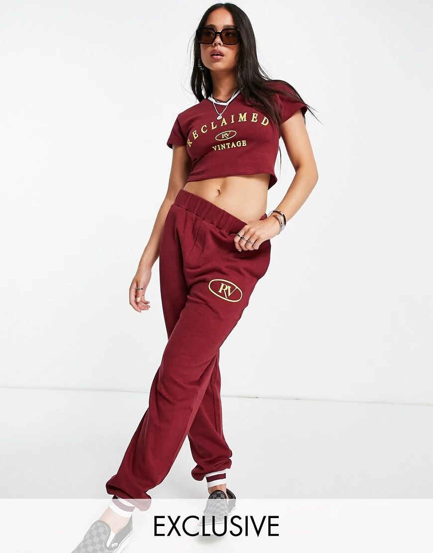 Reclaimed Vintage inspired jogger in burgundy co ord  Red