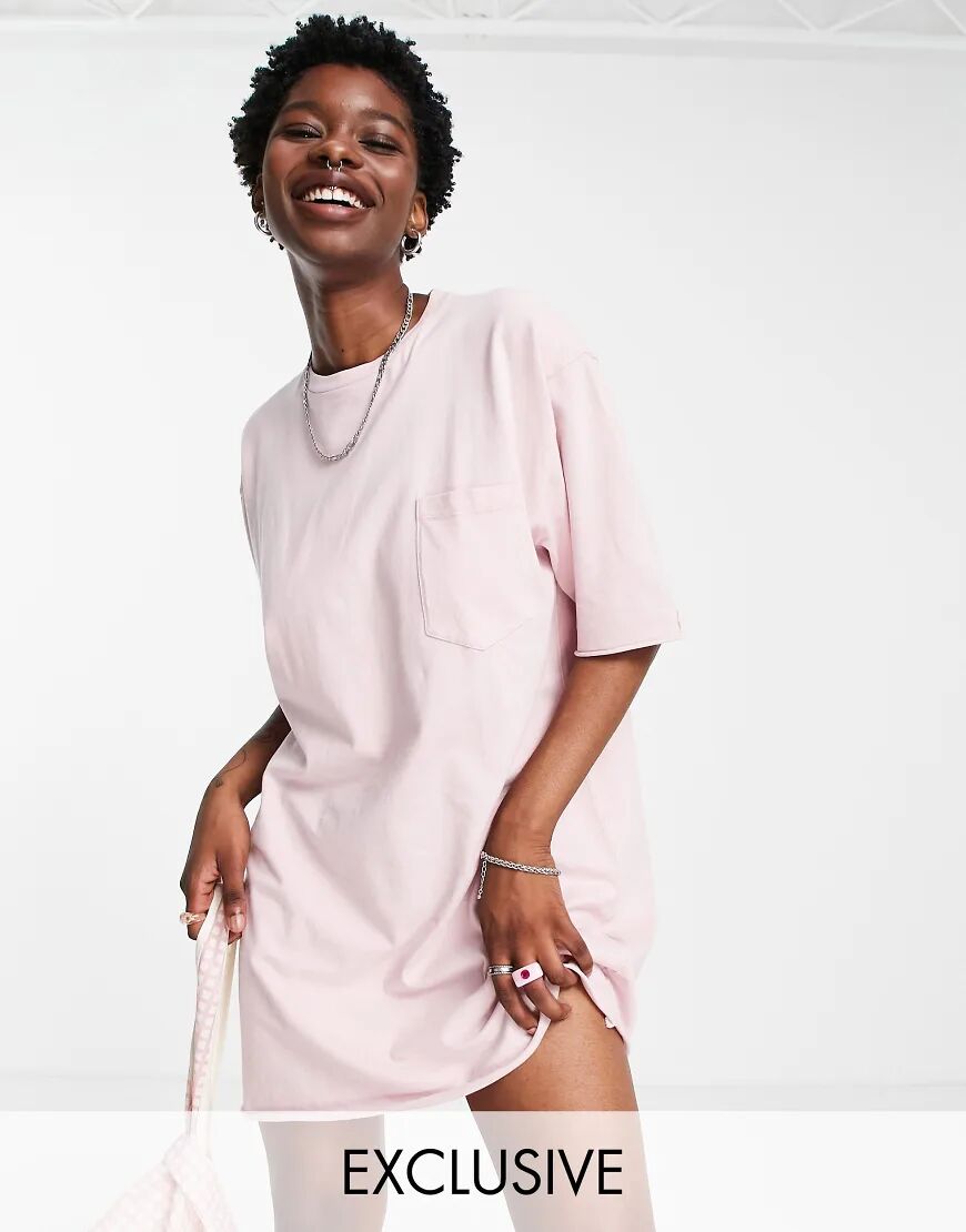 Reclaimed Vintage inspired oversized mini t-shirt dress in pink  Pink