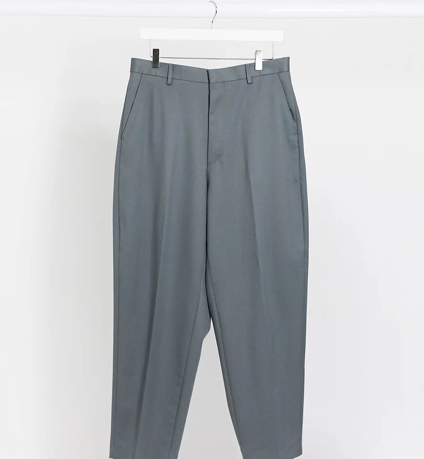 Reclaimed Vintage Inspired wide leg smart trousers in dark grey-Navy  Navy