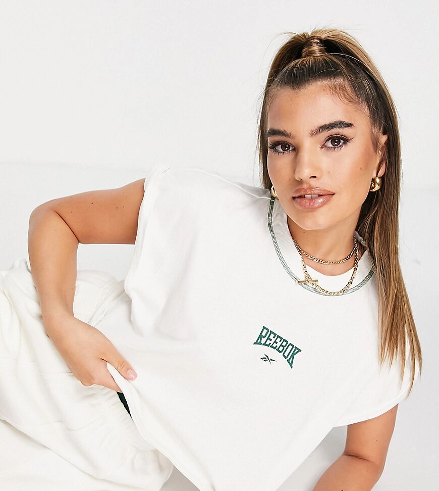 Reebok basketball drop shoulder crop top with raw hem in off white - exclusive to ASOS  White