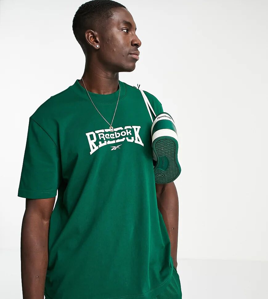 Reebok graphic logo t-shirt in green - exclusive to ASOS-White  White