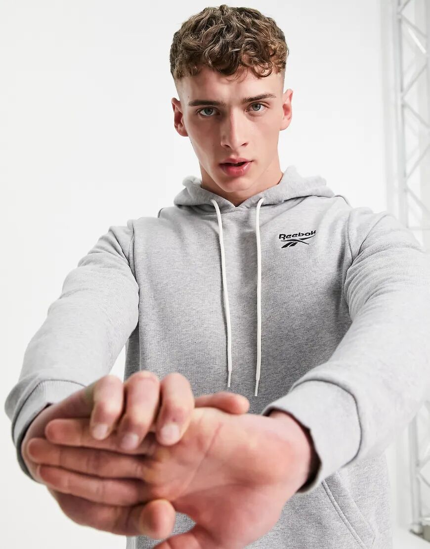 Reebok Training essentials overhead fleece hoodie in grey  Grey