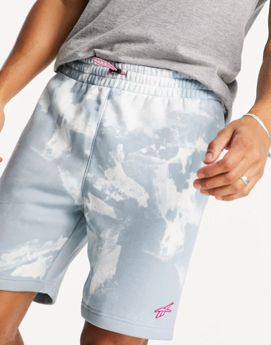 Reebok Training shorts with logo in grey tie dye  Grey