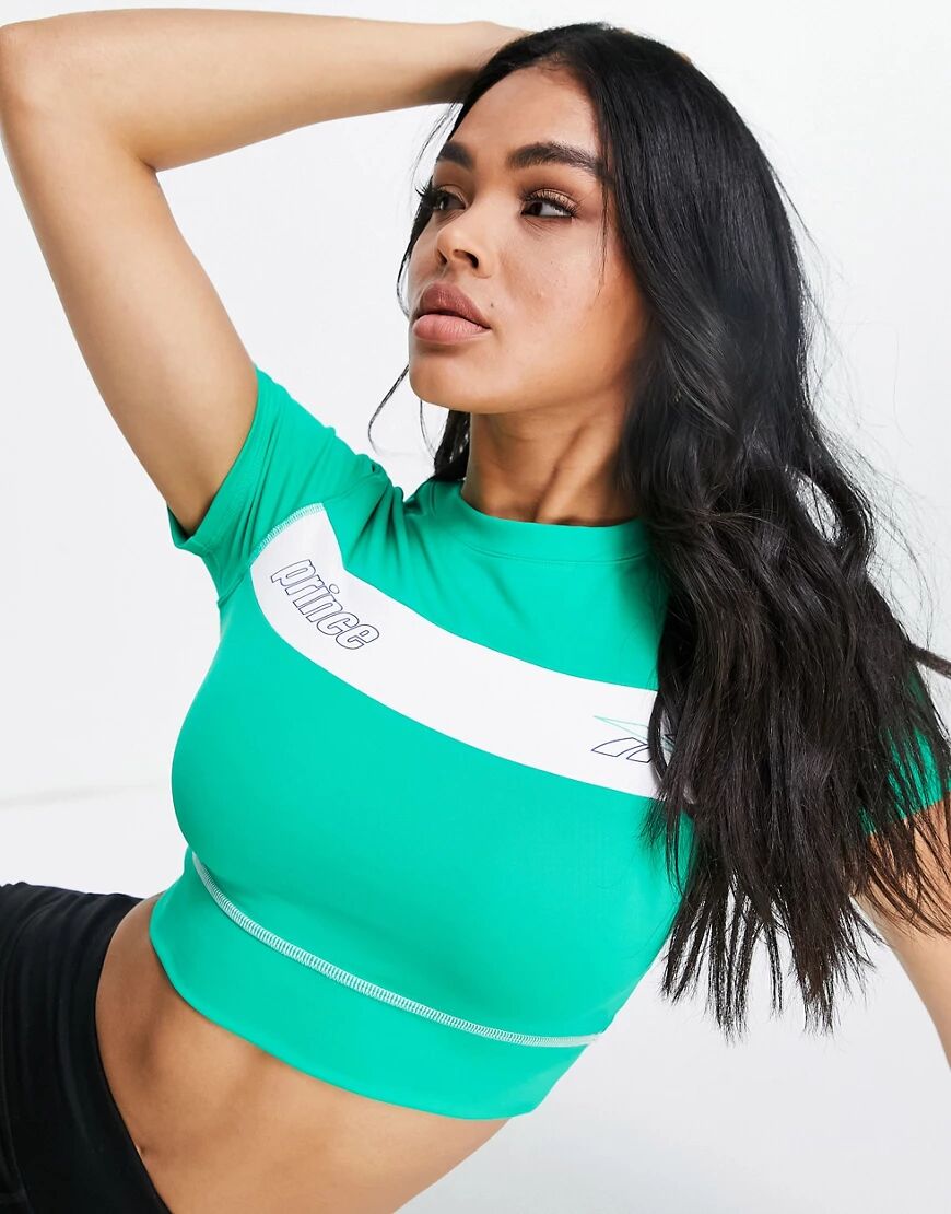 Reebok x Prince retro crop t-shirt in green and white  Green