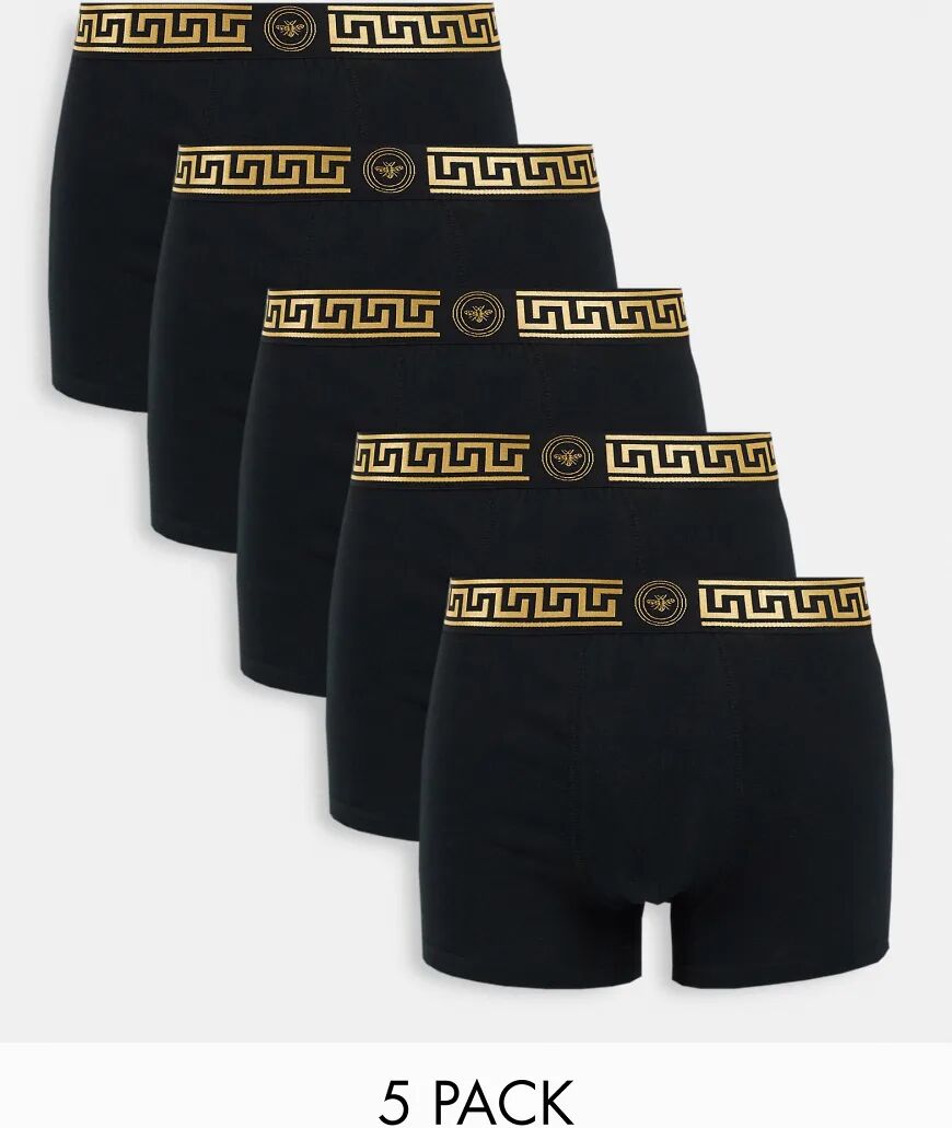 River Island 5 pack trunks in black  Black