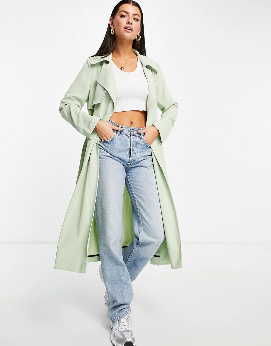 River Island belted trench coat in sage green  Green