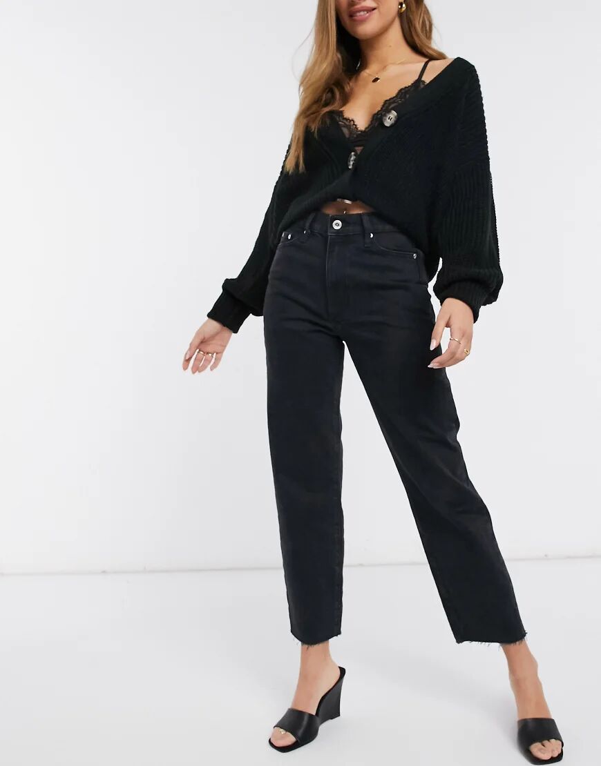 River Island crop denim jeans in washed black  Black