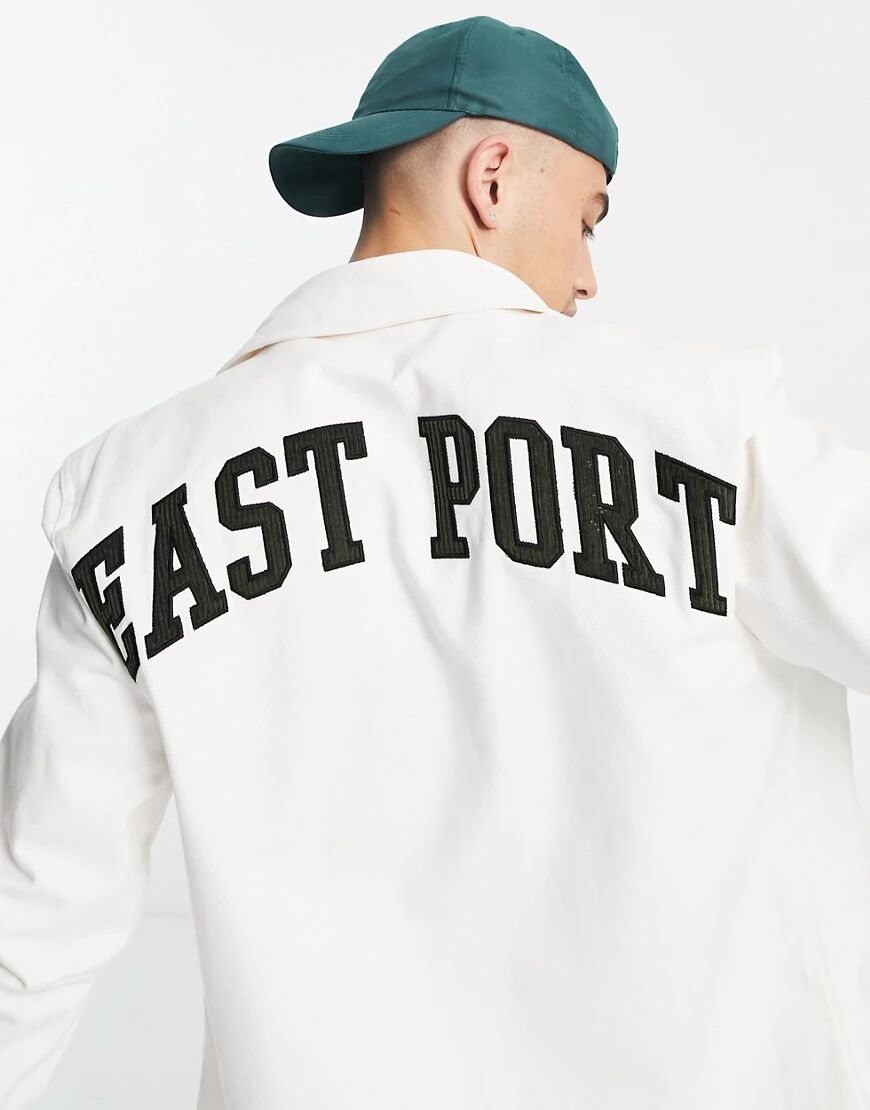 River Island east port regular fit overshirt in ecru-Neutral  Neutral