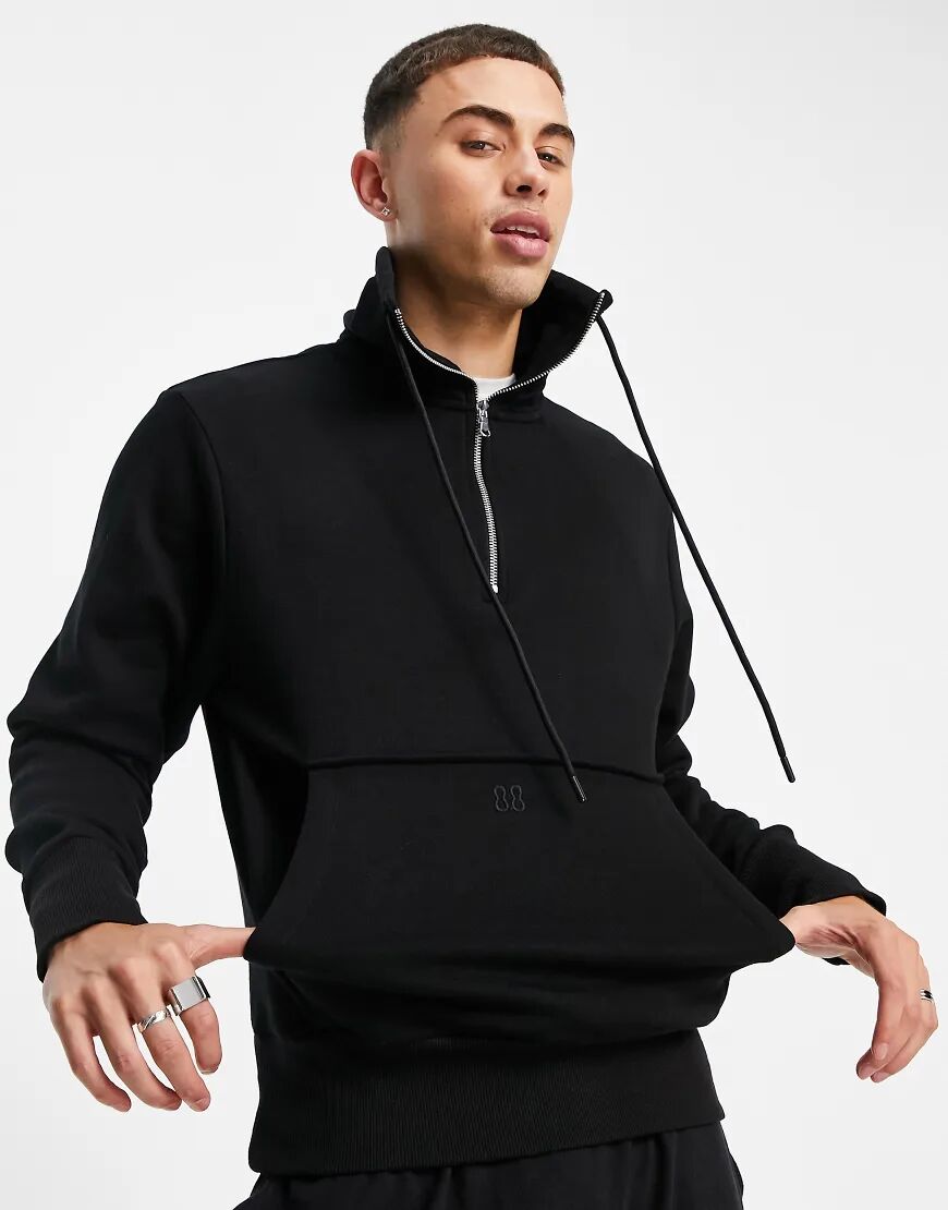 River island funnel neck sweat in black  Black