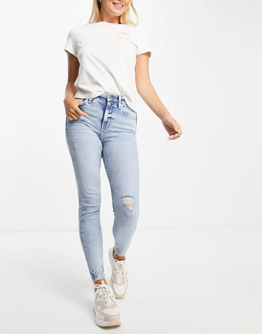 River Island high rise skinny sculpt jeans in medium denim-Blue  Blue