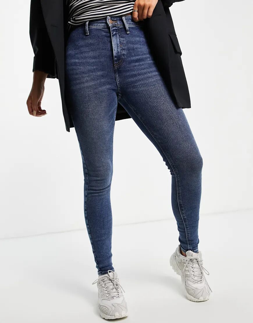 River Island Kaia high rise skinny jeans in mid blue  Blue