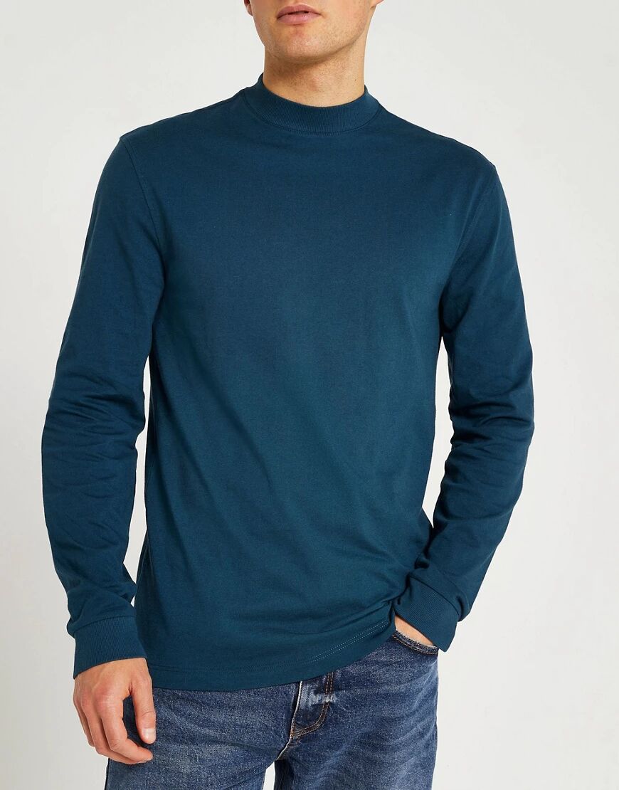 River Island slim fit turtle neck long sleeve t-shirt in green  Green