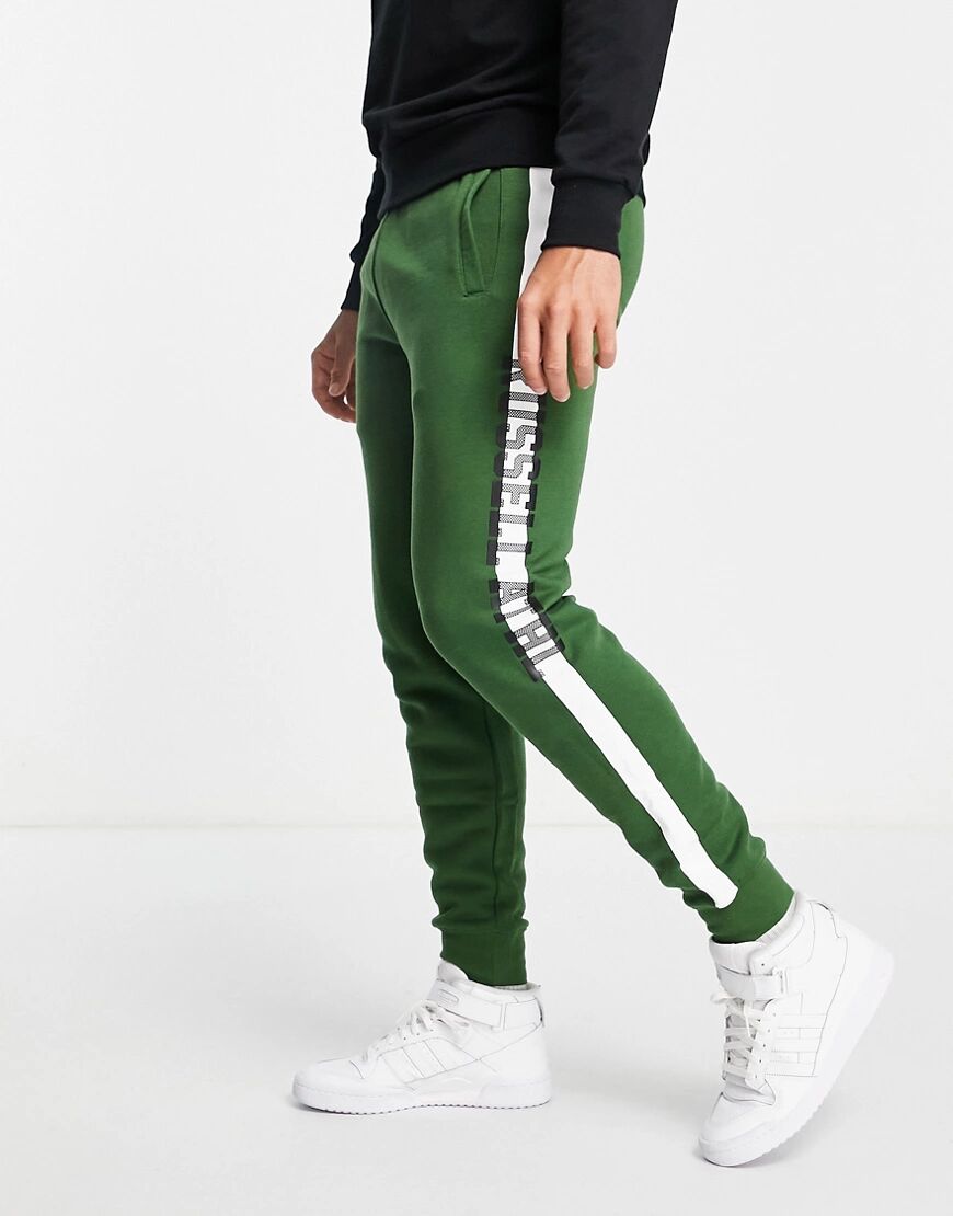 Russell Athletic panel cuffed joggers in green  Green