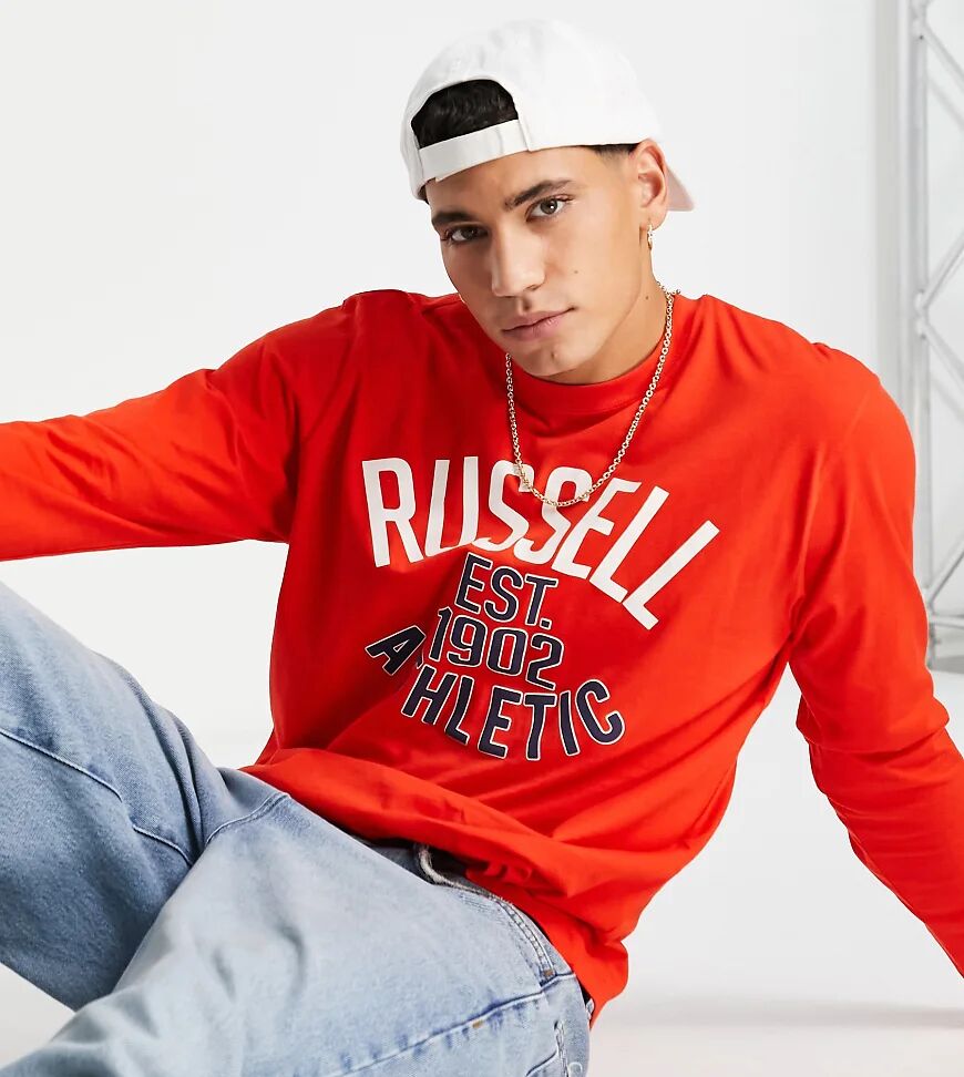 Russell Athletic Plus crew neck long sleeve t-shirt in red  Red