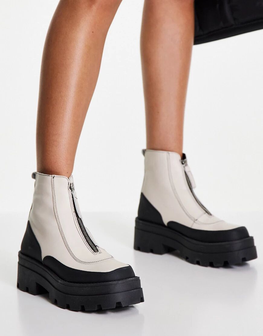 schuh The Edit Pyper leather chunky boots in ecru-White  White