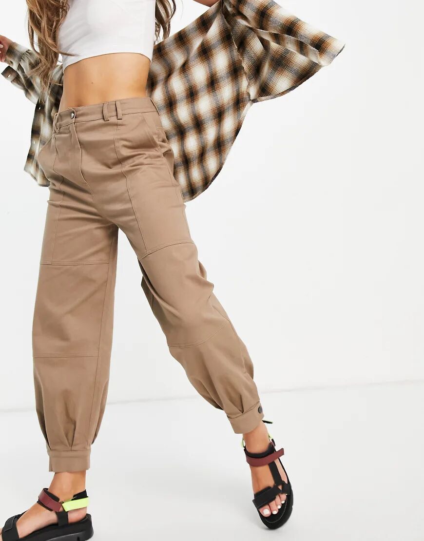 Selected Femme cuffed trousers in beige-Neutral  Neutral