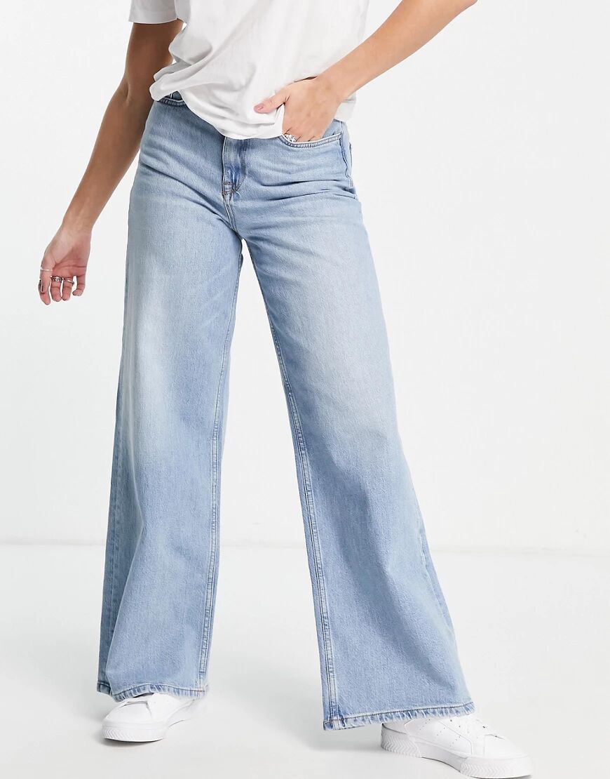 Selected Femme organic cotton Laura wide leg jeans in medium blue  Blue