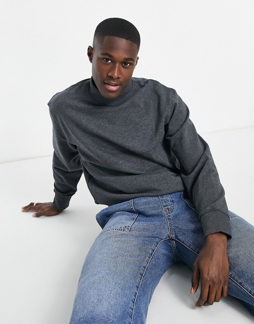 Selected Homme high neck sweat in charcoal-Grey  Grey