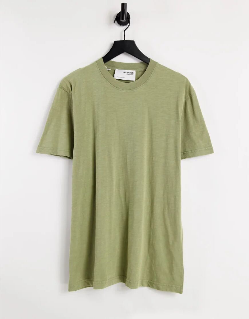 Selected Homme relaxed oversize t-shirt in washed light green  Green