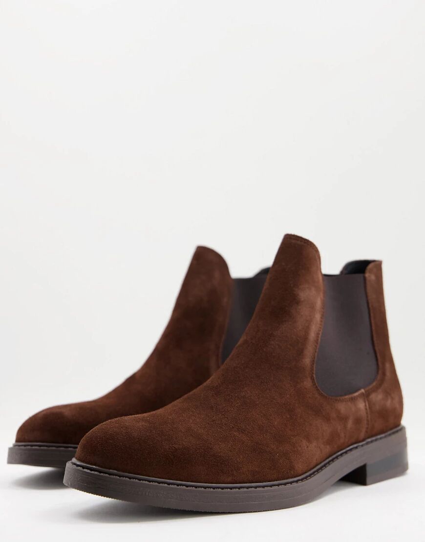 Selected Homme Suede Chelsea boots in brown  Brown