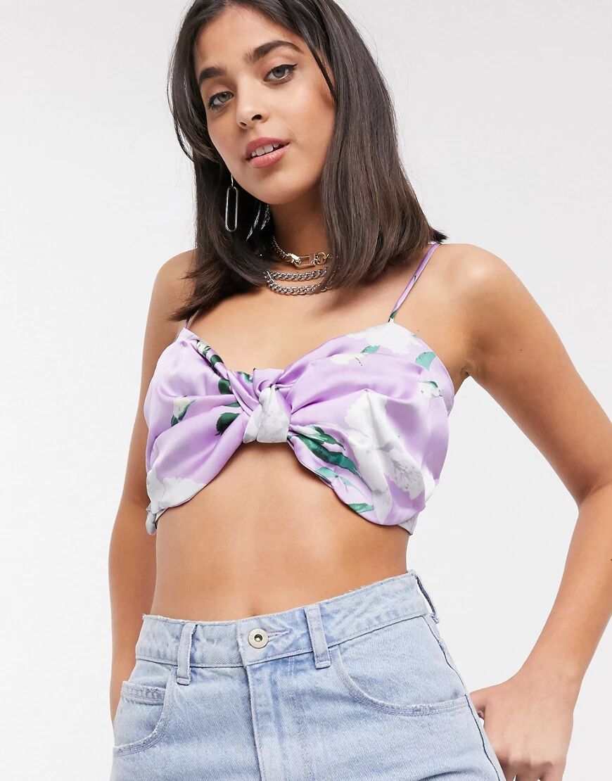 Signature 8 flower print bralette in purple  Purple