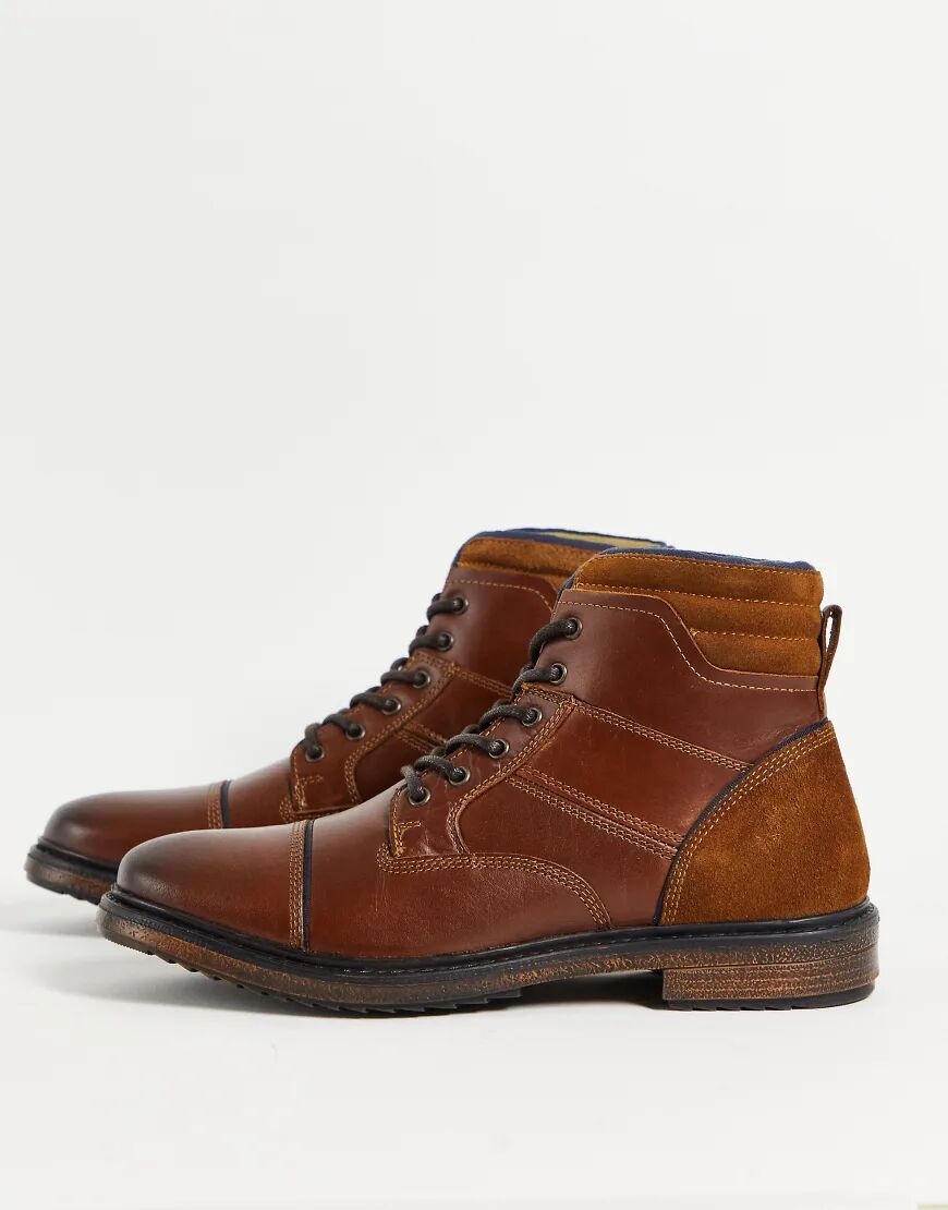 Silver Street casual lace up boots in brown leather  Brown