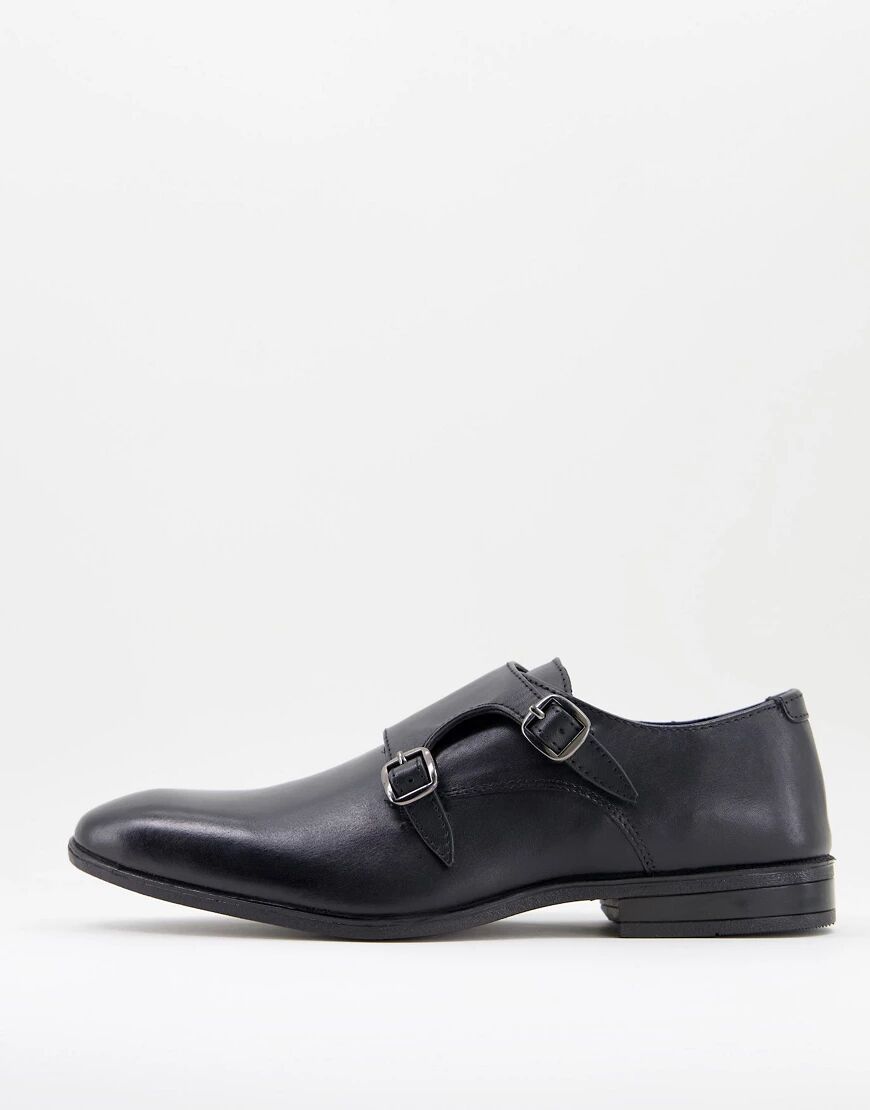 Silver Street monk shoes in black leather  Black
