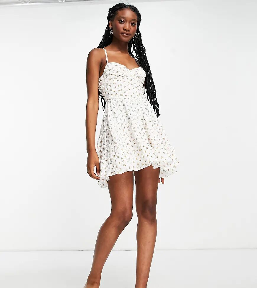 Sisters Of The Tribe cami mini dress with tiered skirt in mixed floral-White  White