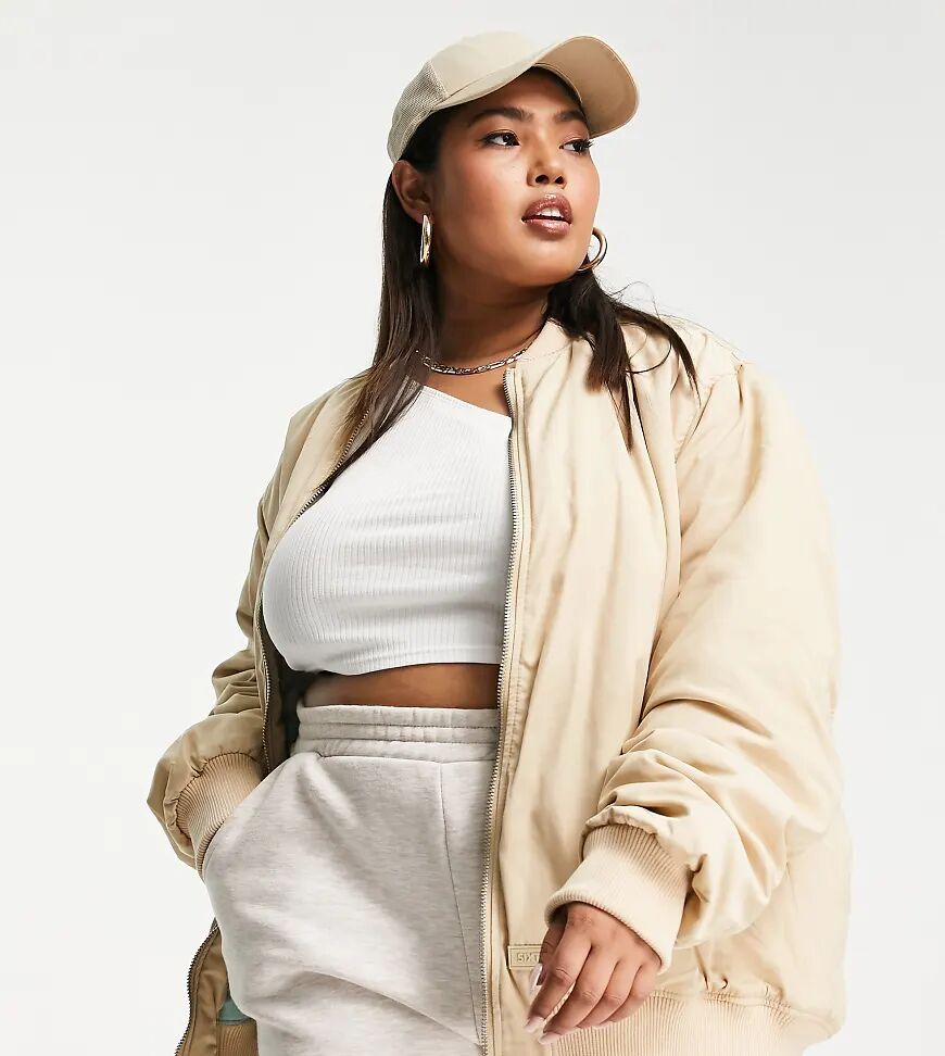 Sixth June Plus oversized bomber jacket with contrast lining-Neutral  Neutral