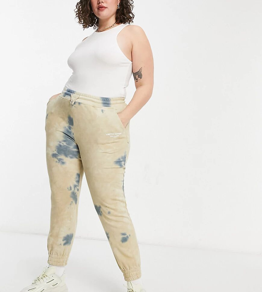 Sixth June Plus relaxed joggers in washed tie-dye co-ord-Neutral  Neutral