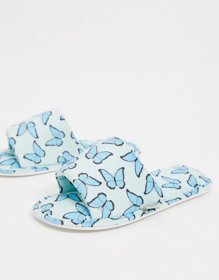 Skinnydip butterfly slippers in blue  Blue