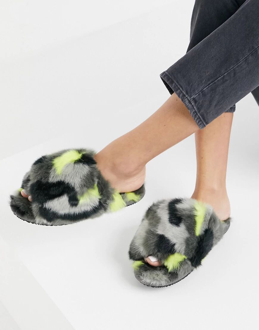 Sorel Go fluffy slippers in green multi  Green