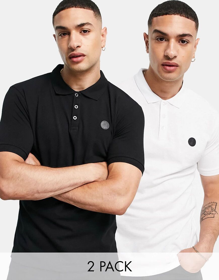 Soul Star 2 pack polo in black & white-Multi  Multi