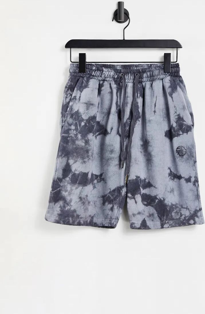 Soul Star acid wash shorts co-ord in black  Black