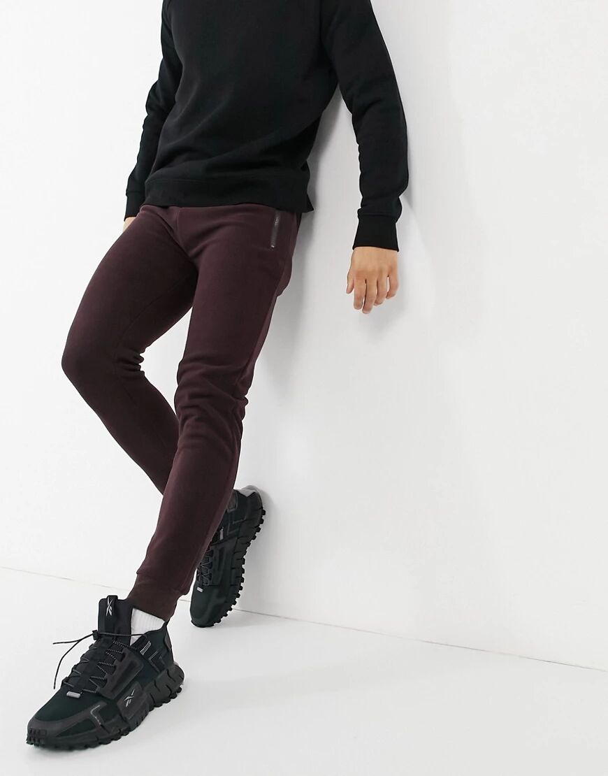 Soul Star mix and match fleece jogger in plum-Red  Red