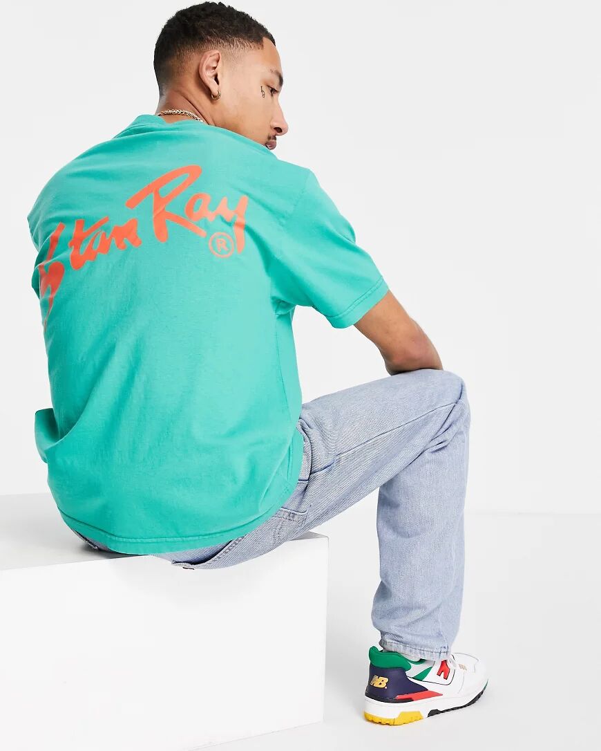 Stan Ray original logo t-shirt with back print in green  Green