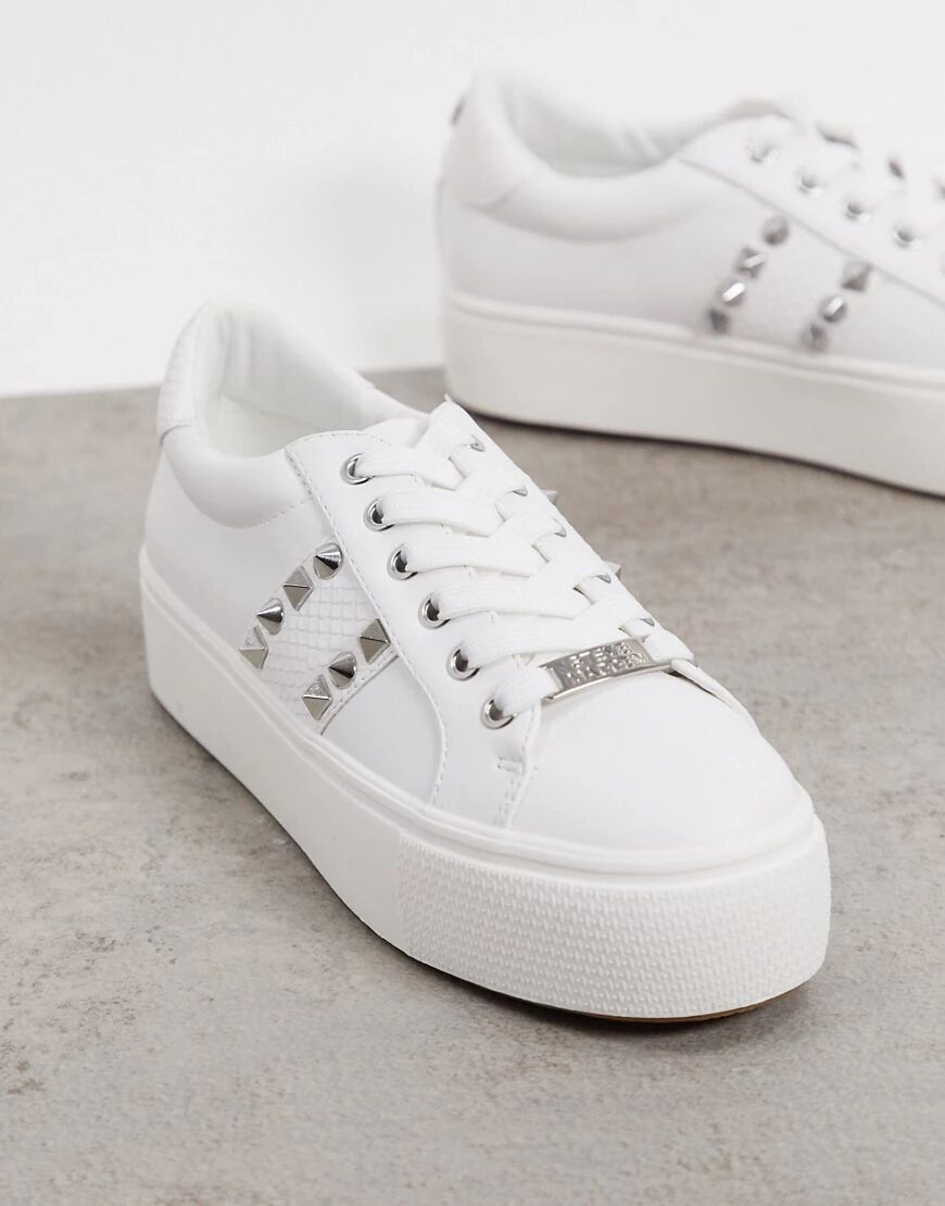 Steve Madden Escala studded flatform trainers in white snake  White