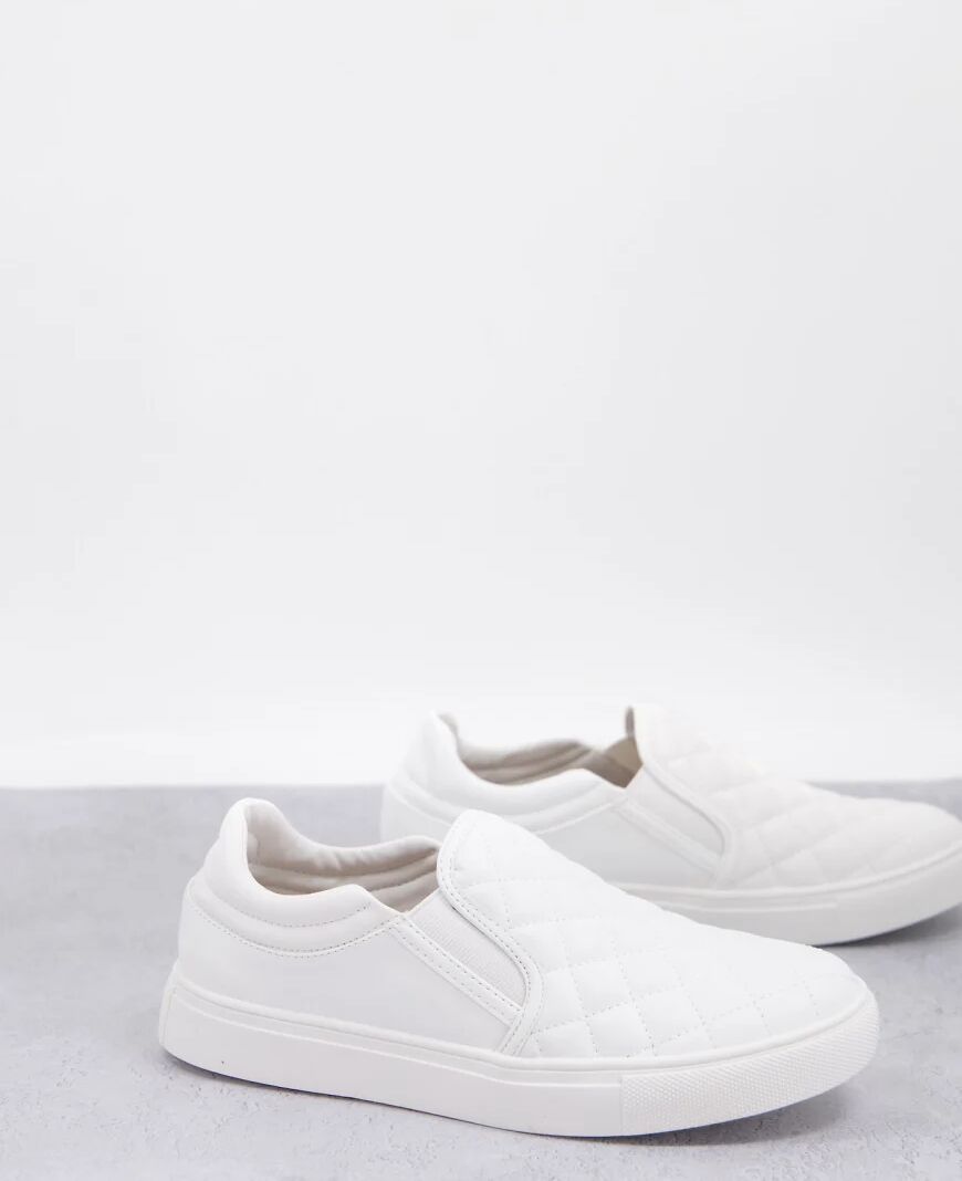 Steve Madden slip on quilted trainers in white  White