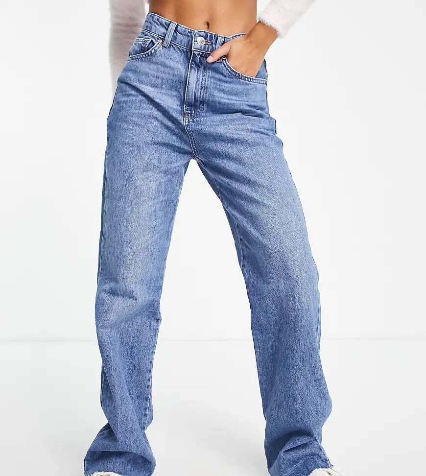 Stradivarius Petite 90s dad jean in medium blue  Blue