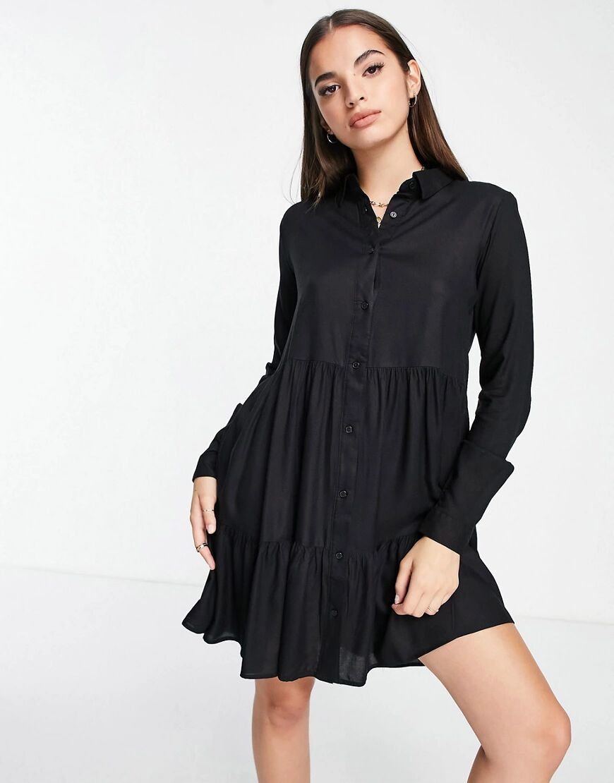 Stradivarius shirt dress in black  Black