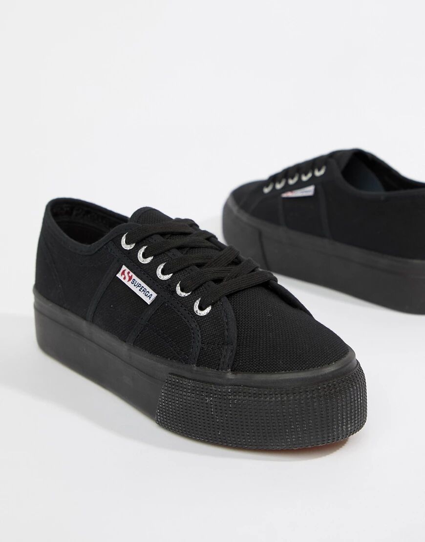 Superga 2790 linea flatform trainers in black canvas  Black