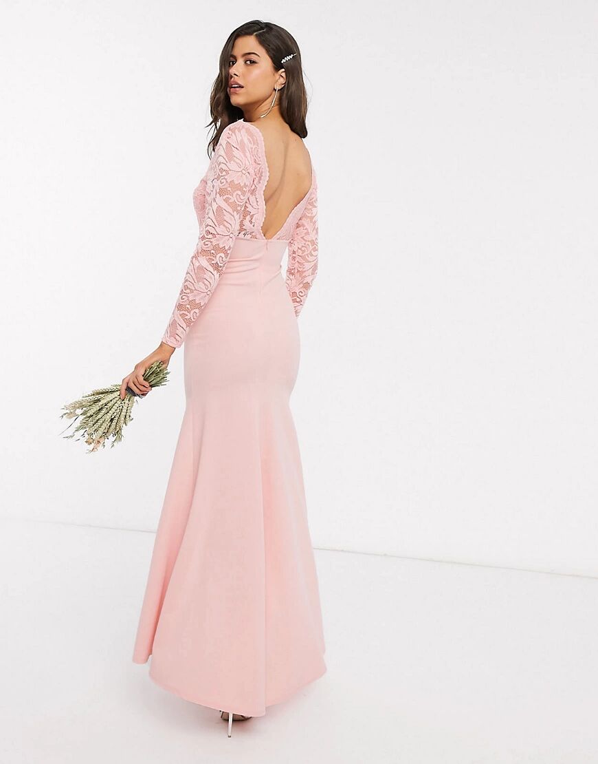 TFNC Bridesmaid lace detail maxi dress in light pink  Pink