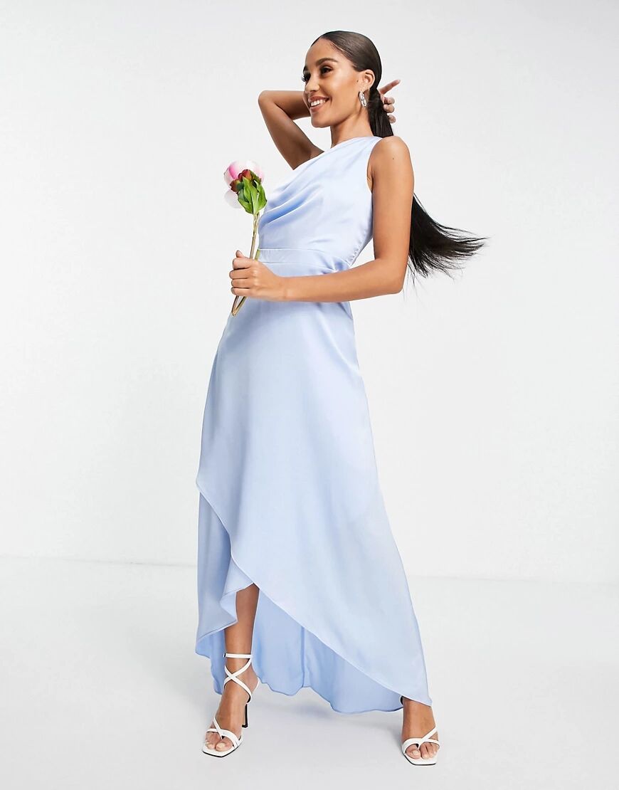 TFNC Bridesmaid one shoulder maxi dress in light blue  Blue