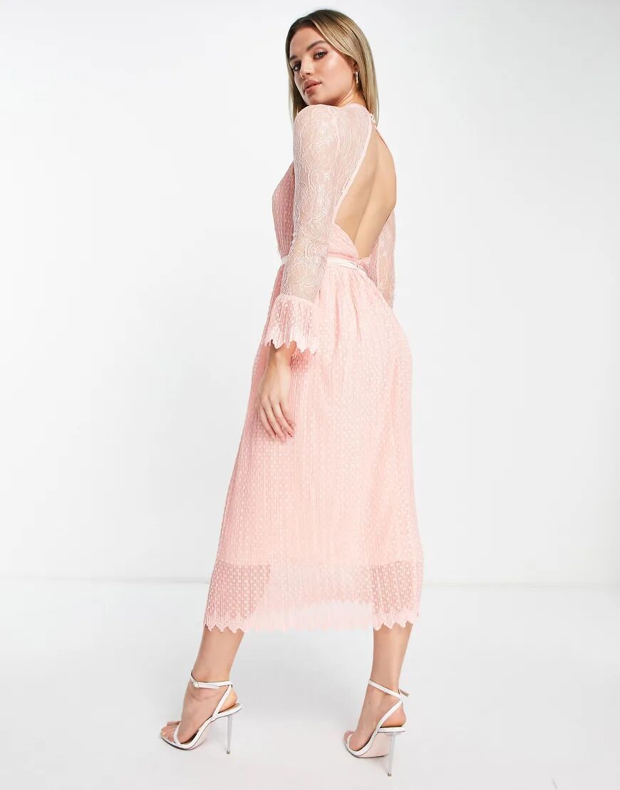 TFNC lace detail midaxi dress in light pink  Pink