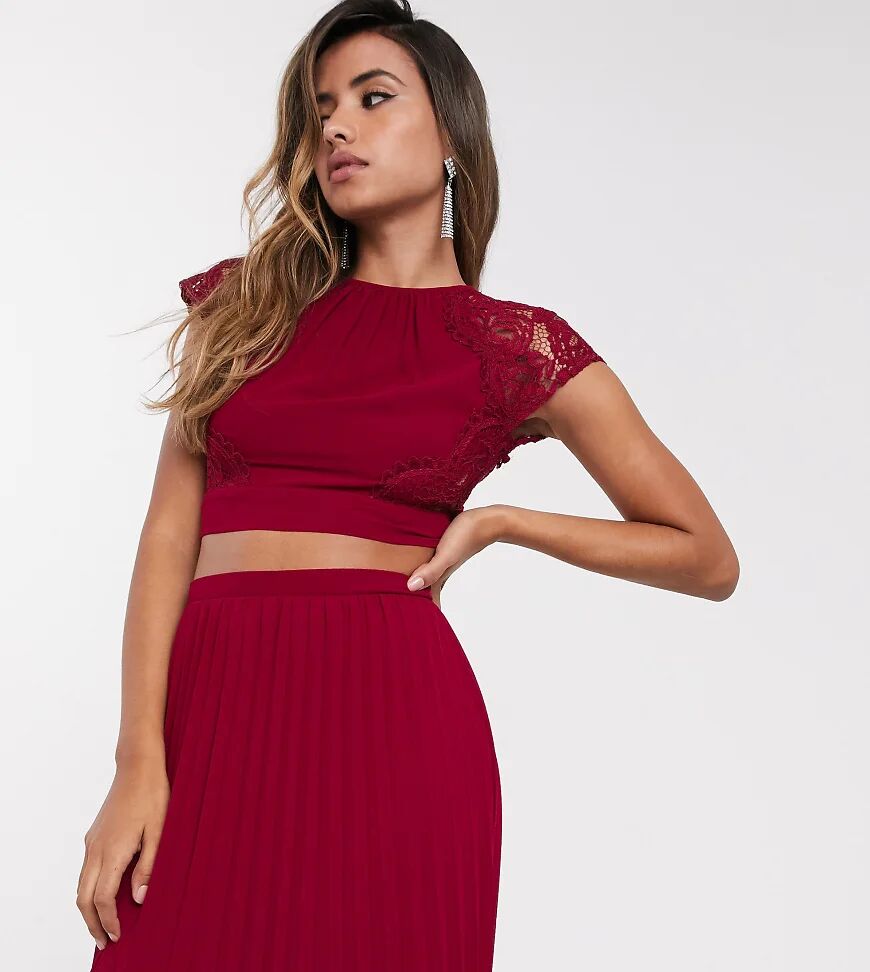 TFNC lace shell top in wine-Red  Red