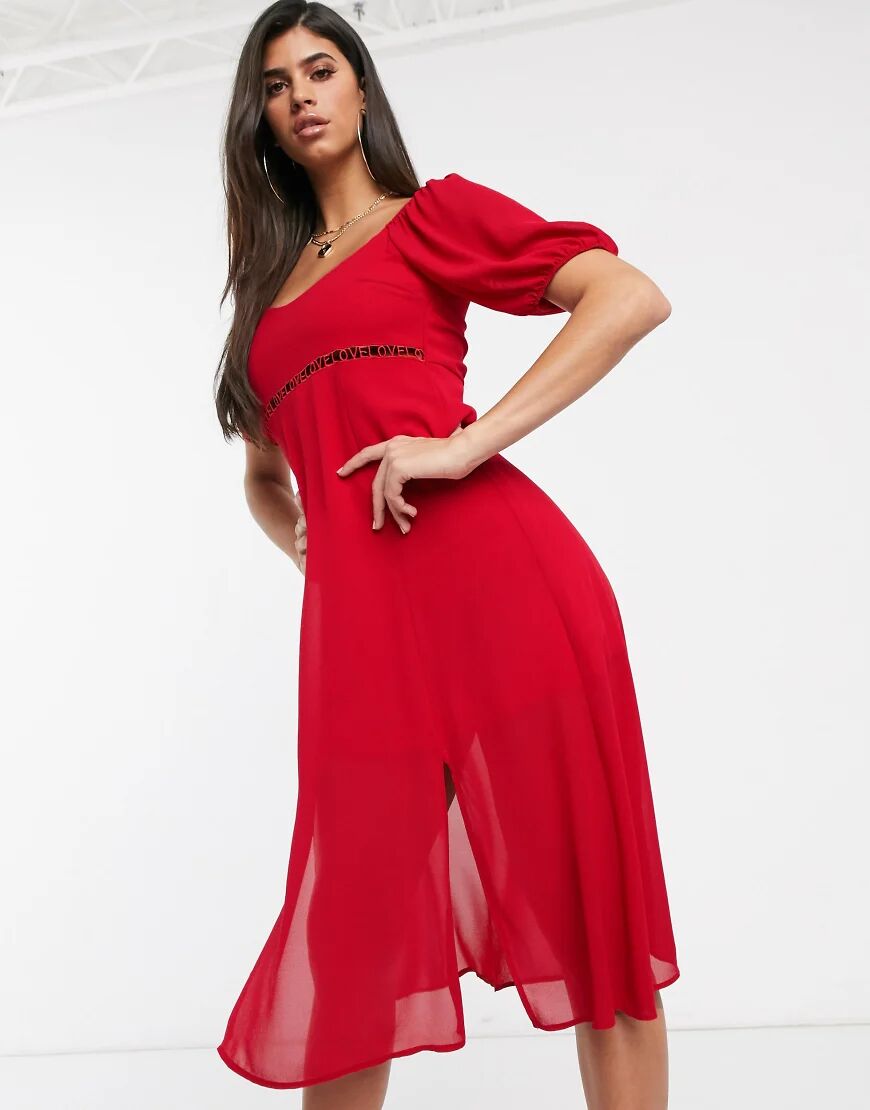 TFNC waist detail midi dress-Red  Red