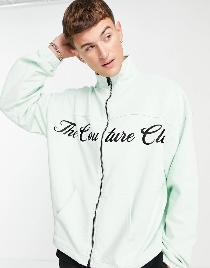 The Couture Club track jacket in mint green with logo print  Green