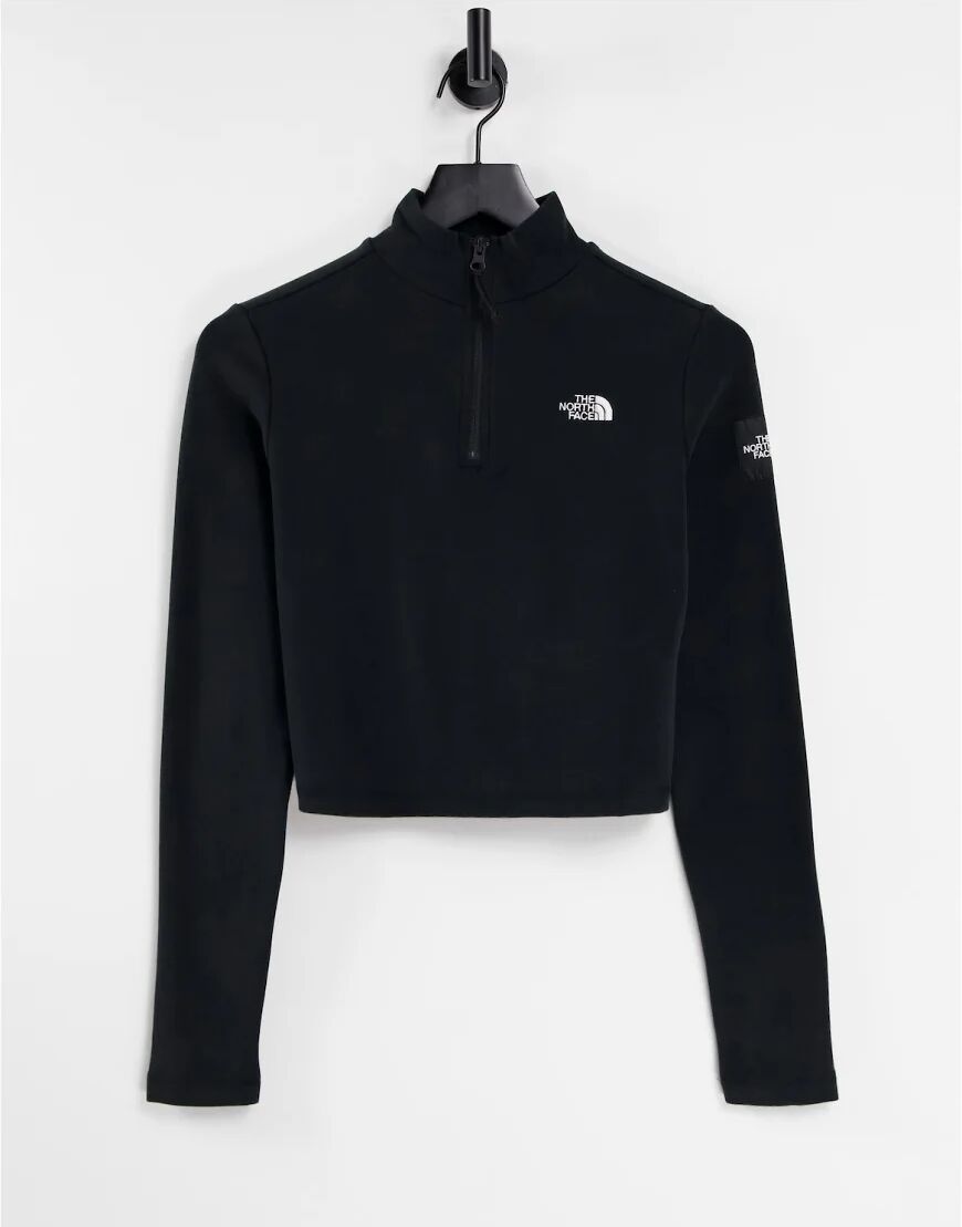 The North Face Black Box 1/4 zip long sleeve t-shirt in black  Black