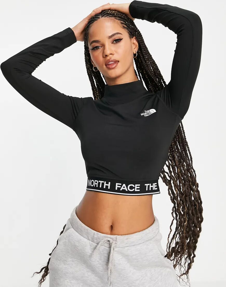 The North Face Performance cropped long sleeve t-shirt in black  Black